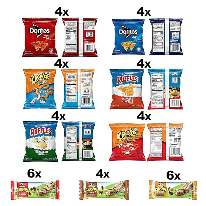 Frito-Lay Chips and Quaker Chewy Granola Bars Variety Pack 3.4 Pounds (Pack of 40)