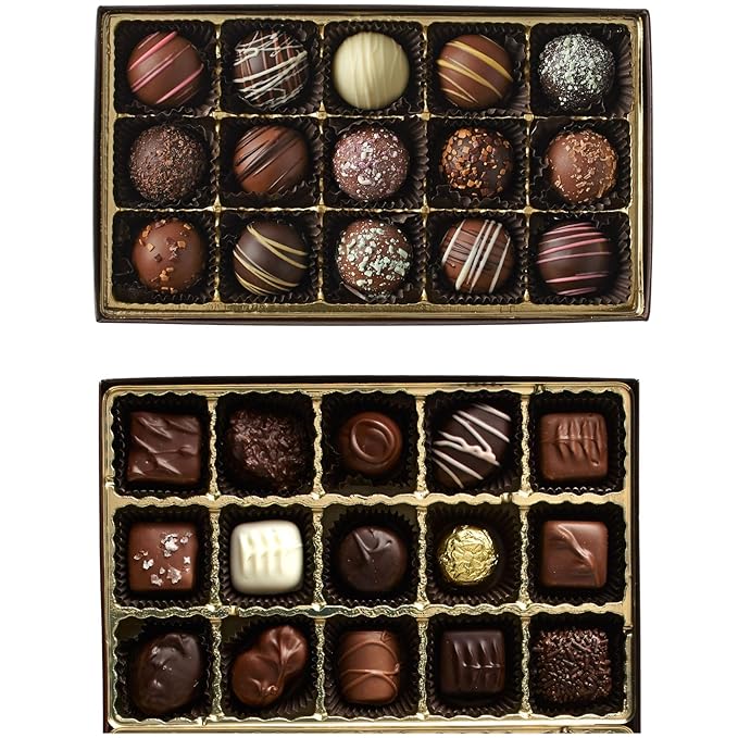 Chocolate Assortment Gift Box - Truffles Assorted Milk Dark White Chocolates Special Occassions (Perfect Trio)