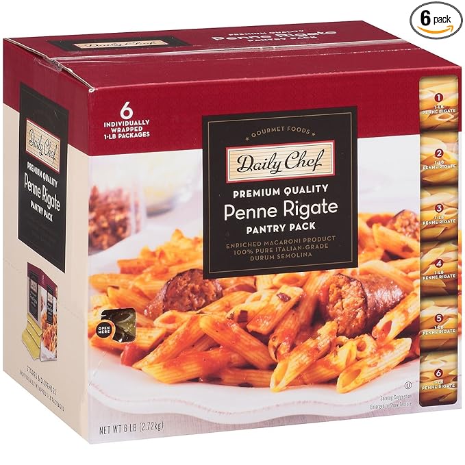 Scs-st Daily Chef Premium Quality Penne Dry Pasta 100% Pure Italian Grade Durum Semolina 6 Packs of 16oz
