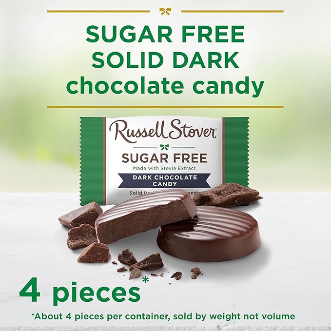 RUSSELL STOVER Sugar Free Dark Chocolate Medallions Candy 2 oz. bag (Pack of 10)