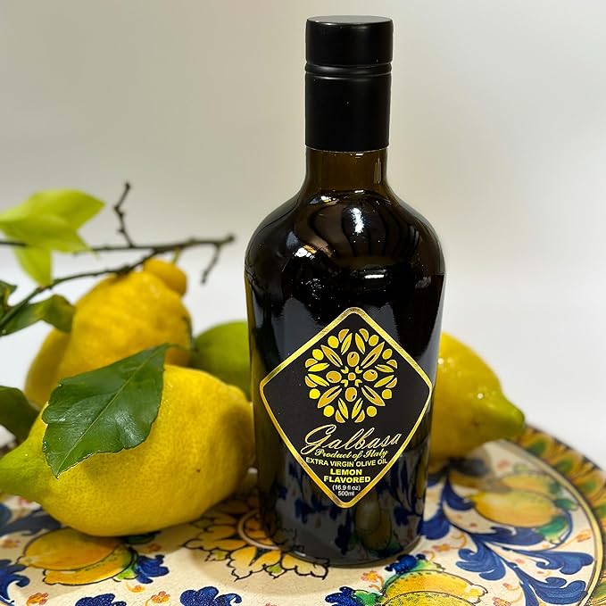 Galbasa - Organic Lemon Oil from Sicily Italy - First Cold Pressed Extra Virgin Olive Oil and Fresh Lemons - Polyphenol Rich No Pesticides | 16.9 fl oz