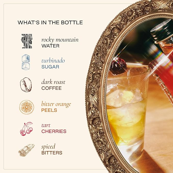 Strongwater Espresso Old Fashioned Craft Cocktail Mixer - Makes 32 Cocktails - Handcrafted Old Fashioned Syrup with Real Coffee Cinnamon Sugar &amp Cherry - Just Mix with Bourbon or Whiskey