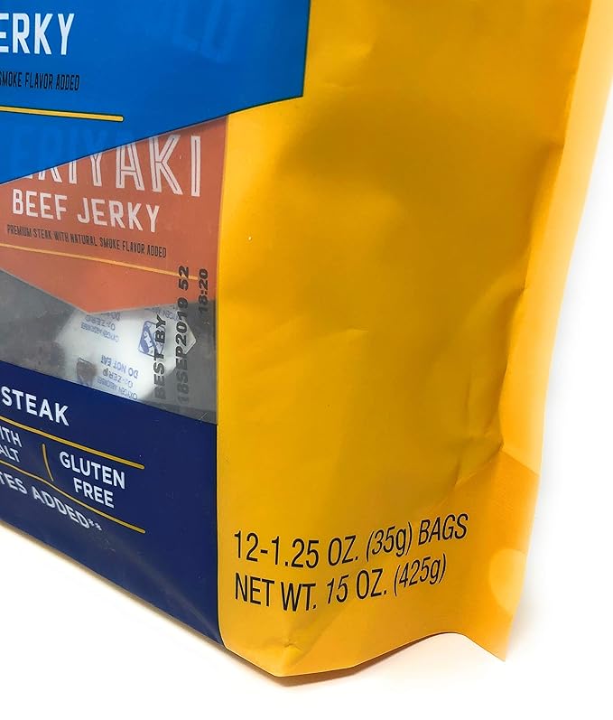 Pacific Gold Beef Jerky Original &amp Teriyaki 12 Count Per Bag (2 Bags (24 Count))