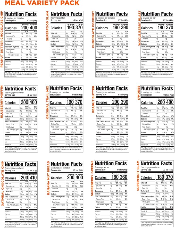 PROBAR - Meal Bar 12 Flavor Variety Pack - Natural Energy Non-GMO Gluten-Free Plant-Based Whole-Food Ingredients 3 Ounce Bars (Pack of 12) - Flavors May Vary