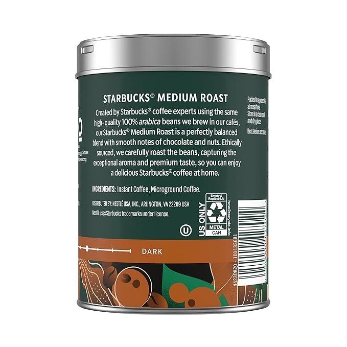 Starbucks Premium Instant Coffee Medium Roast Coffee Arabica Beans Three 3.17 oz Tins