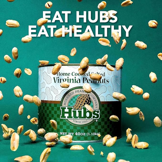 Hubs Peanuts Premium Salted Virginia Nuts Non-GMO Gluten Free Healthy Snacks - Irresistible Crunch &amp Flavored Peanuts - Made from Premium Ingredients - Vacuum-Sealed Tin - 2 Packs of 40 oz Cans