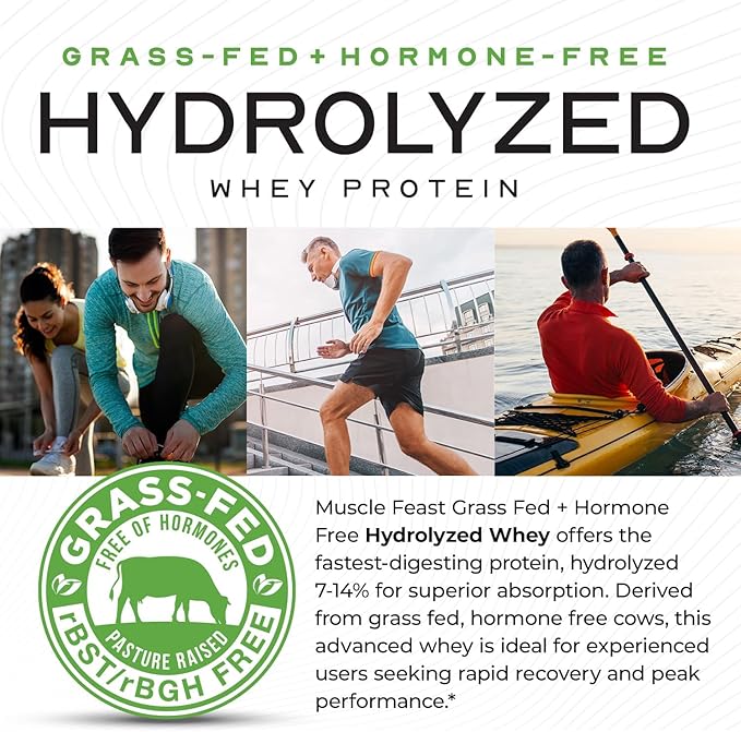 Muscle Feast Hydrolyzed Whey Protein Powder Grass Fed and All Natural Hormone-Free Hydro Whey Powder for Men and Women Gluten Free Non-GMO Delicious Hydrolyzed Protein Powder Vanilla 5lb