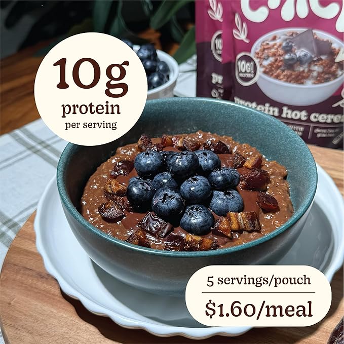 ChiChi – Protein Hot Cereal | Dark Chocolate (8.8 oz x 4 pouches 20 servings) —Made with Chickpeas Protein-Packed (11g) High Fiber Made with Simple Ingredients Gluten Free Grain Free Vegan