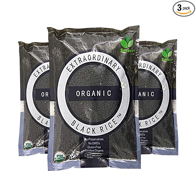 Bgreen Organic Black Rice Pack of 3 Non-GMO Kosher Gluten Free 3 lbs