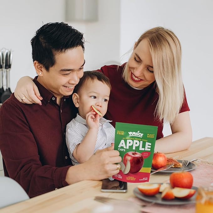 YUNiCE Freeze-Dried Fruit Snacks freeze dried apples dried apple chips All Natural 100% Apple No Sugar Added Gluten Free Plant Based Crispy Healthy Snack Pouches APPLE 0.53 Ounce (Pack of 12)