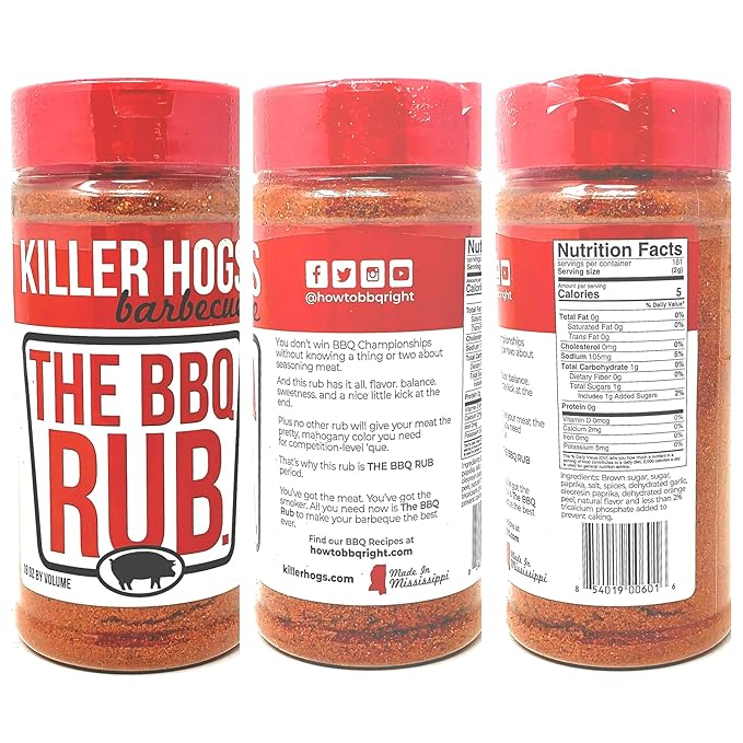 Killer Hogs Barbecue Rub Variety Pack - Hot BBQ Steak Rub A.P. Seasoning and Original BBQ Rub - Pack of 4 Bottles - 48 oz Total - Bulk Killer Hogs Barbecue Seasoning
