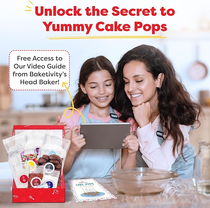 Baketivity DIY Cake Pop Baking Kit for Kids - Premeasured Ingredients Decorating Supplies