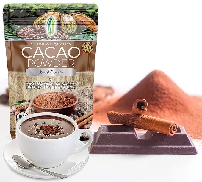 PNM Cacao Powder Organic Raw Unsweetened Cocoa (3 Pack 16 Oz)