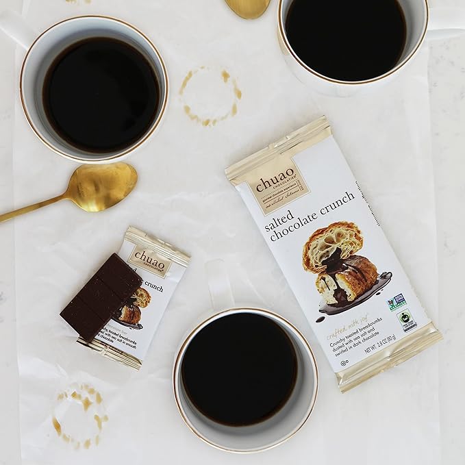 Chuao Chocolatier Salted Chocolate Crunch Dark Chocolate Bars | Gourmet Chocolate Sea Salt Artisan European No Preservatives | For Gift Baskets Christmas Valentines Day Gifts | 12 Pack