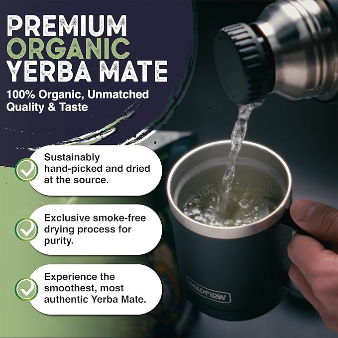MADFLOW Yerba Mate Tea Bags (100 Mate Tea Bags). Organic &amp Unsmoked. Resealable Packaging. Alternative to Yerba Mate Loose Leaf.