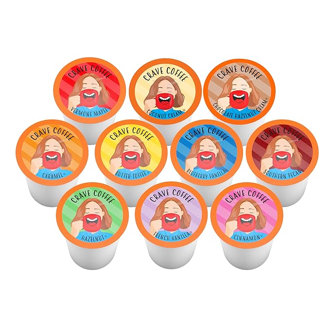 Crave Beverages Flavored Coffee Pods Sampler Compatible with 2.0 K-Cup Brewers Assorted Variety Pack 40 Count (Pack of 1)
