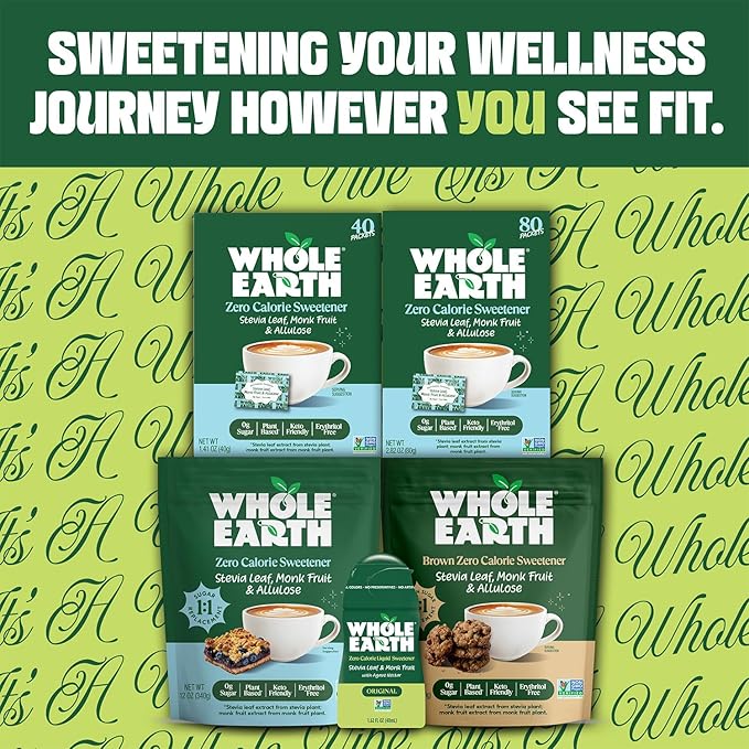 Whole Earth Stevia &amp Monk Fruit Liquid Sweetener Original No Erythritol Squeeze Bottle 1.62 Fl Oz (Pack of 12)