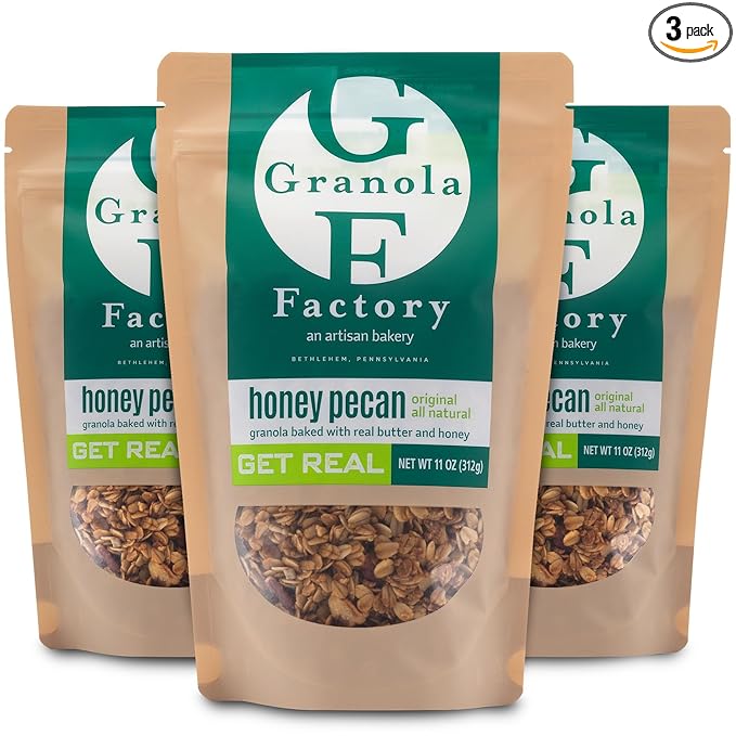 Granola Factory Honey Pecan All-Natural Sweet and Salty Breakfast Cereal and Snack (Honey Pecan) 11 ounce (Pack of 3)