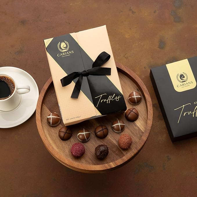 CARIANS Chocolate Gourmet Truffles Box Chocolate Gift Box Box of Candy Assorted Luxury Chocolate Basket Dark Milky Hazelnut Truffles Great for Gift Giving and Anniversary 11 Pcs.