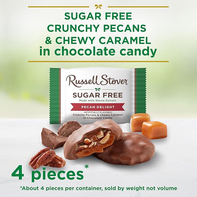 RUSSELL STOVER Sugar Free Pecan Delight Chocolate Candy 2.4 oz. bag (Pack of 10)
