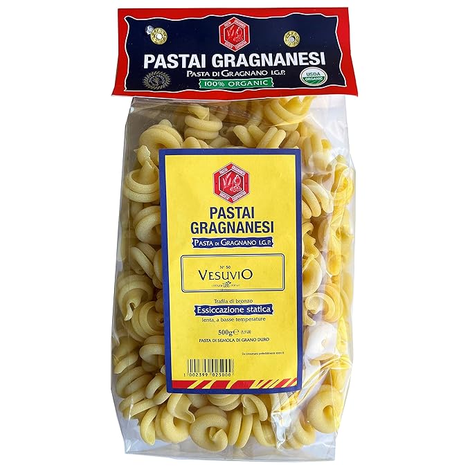 Vesuvio Organic Italian Pasta di Gragnano I.G.P. | Pastai Gragnanesi | USDA Certified Organic| 17.6oz (500g) (Pack of 4)