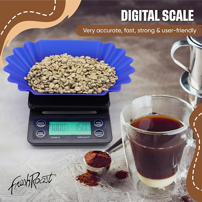 Coffee Roaster Bundle SR540 Glass Extension Tube Pour Over Digital Scale (4lbs) Sample Pack of Green Beans (2-Pack) Sample Trays Chaff Brush