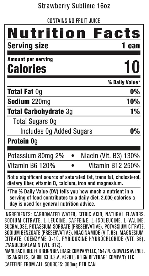 Reign Total Body Fuel Strawberry Sublime Fitness &amp Performance Drink 16 Oz (Pack of 12)