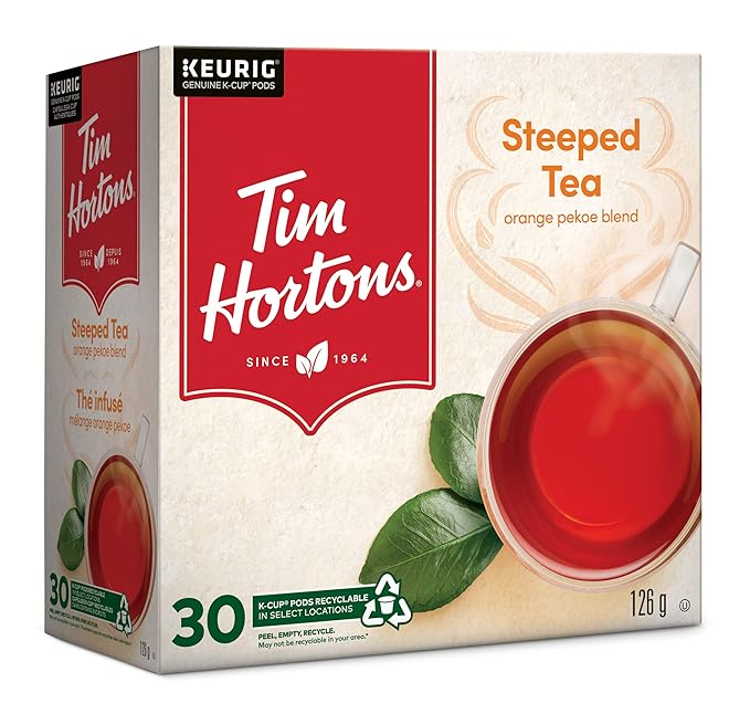 Tim Hortons Steeped Orange Pekoe Tea Black Tea Single Serve Keurig K-Cup Pods 30 Count