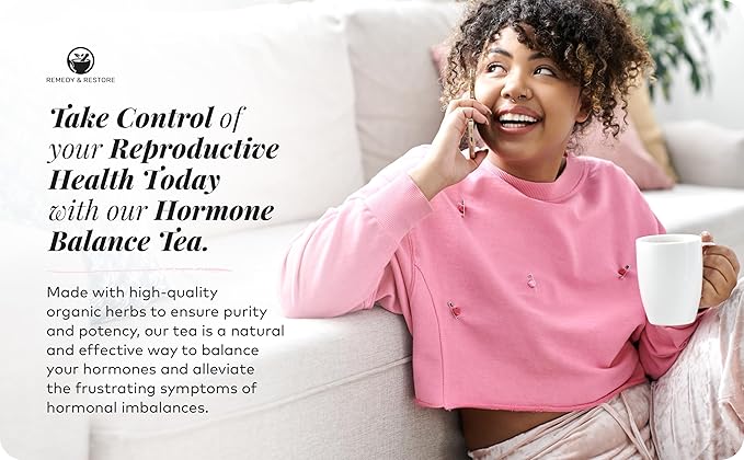 Remedy &amp Restore Herbal Tea for Hormone Balance - Natural Menstrual Cycle Support Spearmint Flavor Loose Leaves 1 Count