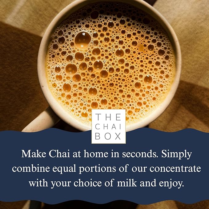 The Chai Box Sweetened Chai Tea Concentrate - Vegan Gluten Free Chai Concentrate | 16 Ounce (Pack of 2) | Hot or Iced Black Tea Concentrate Small Batch with Whole Premium Spices