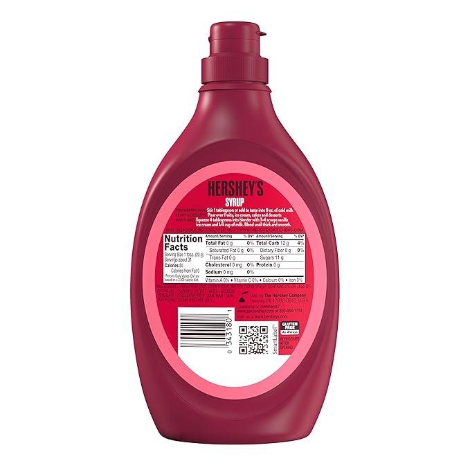 HERSHEY'S Strawberry Syrup 22 Ounce (Pack of 6)