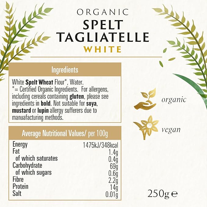 Biona Organic Spelt Tagliatelle White 250 g (Pack of 6)