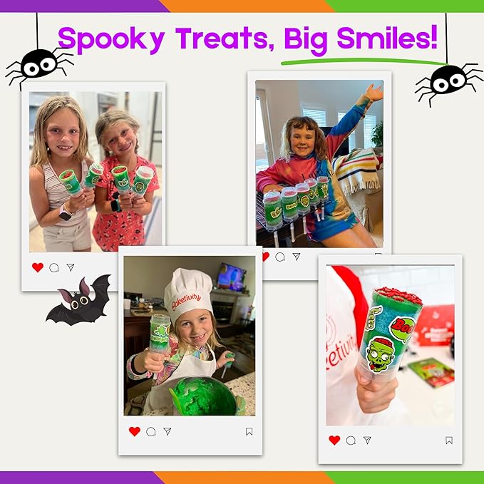 Zombie Push-Up Pops Baking Kit for Kids Halloween Baking Kit with Pre-Measured Ingredients Zombie Decorations &amp Step-by-Step Guide DIY Cake &amp Pudding Push-Up Pops Kit Fun Family Activity Party