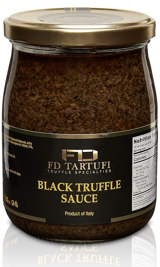 FD TARTUFI Black Truffle Sauce 500g (17.63oz) (Tuber Melanosporum) Gourmet Sauce | Kosher | non gmo | Made in Italy | Mushrooms | Truffles | Specialty Food