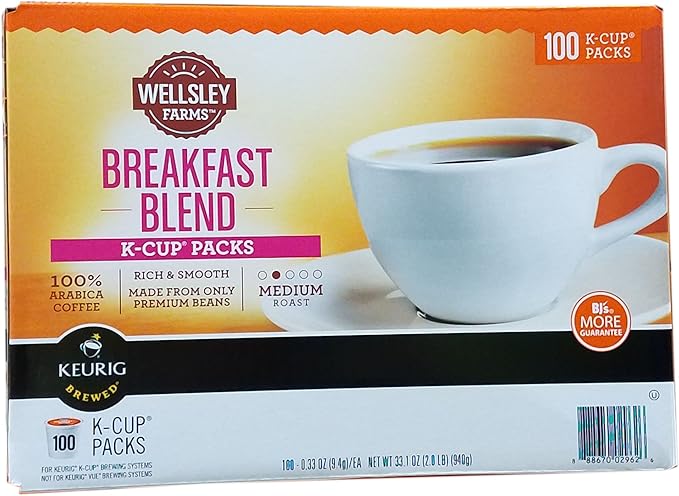 Wellsley Farms Breakfast Blend K-Cup Packs Rich &amp Smooth Medium Roast 33.1 Ounce
