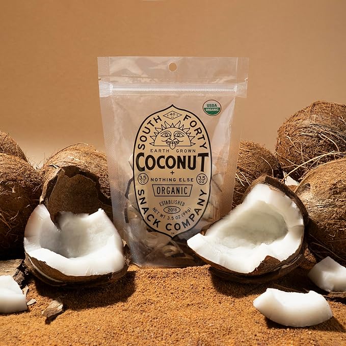 South 40 Snacks Organic Coconut Chips Just 1 Ingredient (3.5oz bag pack of 4)