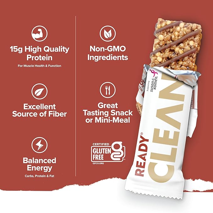 Ready® Protein Bars - High-Protein Snack with 15g Whey Protein All-Natural Ingredients Supports Lean Muscle and Recovery - Chocolate Peanut Butter (15 Pack)