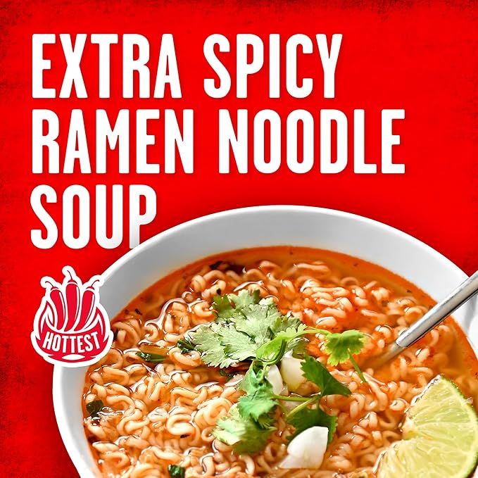 Tapatío Ramen Noodle Soup Extra Spicy - Microwaveable Big Bowl 3.88 oz. (110g) 6-Pack