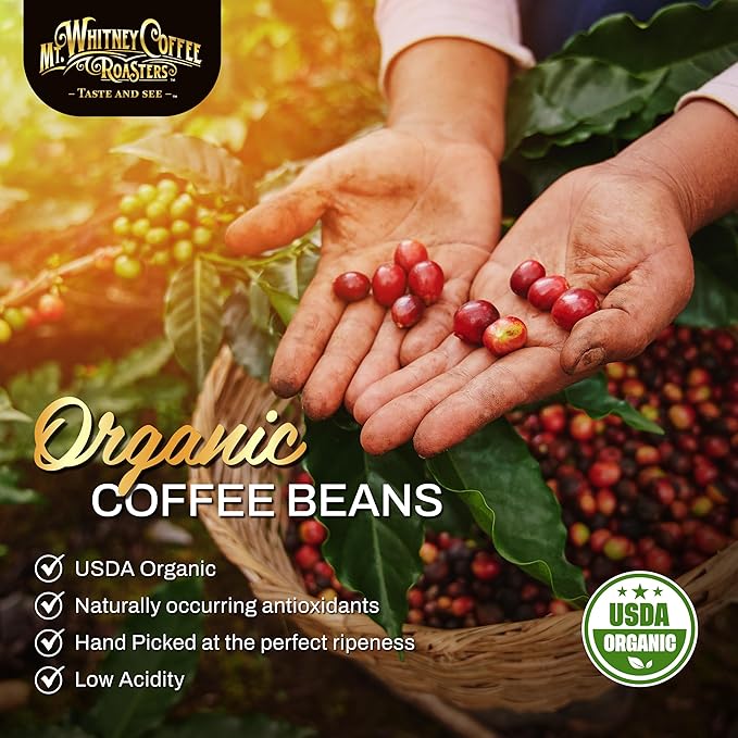 Mt. Whitney Organic Papua New Guinea Medium Dark Roast Low Acid Coffee (Ground 12oz)
