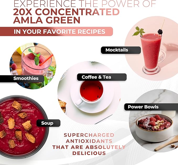 Amla Powder &amp Green Tea Superfood Supplement with Hibiscus 20x Ultra Concentrated Amla Antioxidant Support Made with Oolong Tea and Indian Gooseberries Organic Vegan Hibiscus 30 Servings
