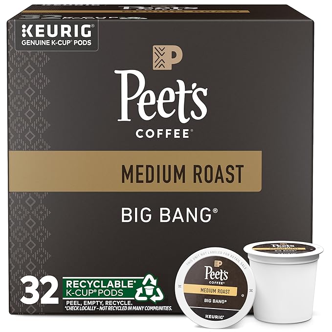 Peet's Coffee Medium Roast Single Serve Coffee Pods 100% Arabica Coffee - Big Bang 32 Count (1 Box of 32 Pods)
