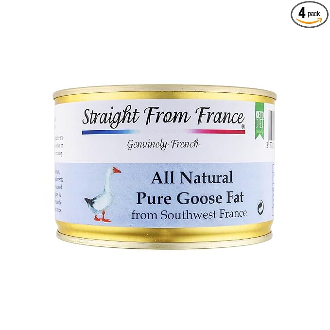 Straight from France Genuinely French All Natural Pure Goose Fat for Cooking from Southwest France Keto and Paleo Diet Friendly Can 340g 12 Oz (Pack of 4)