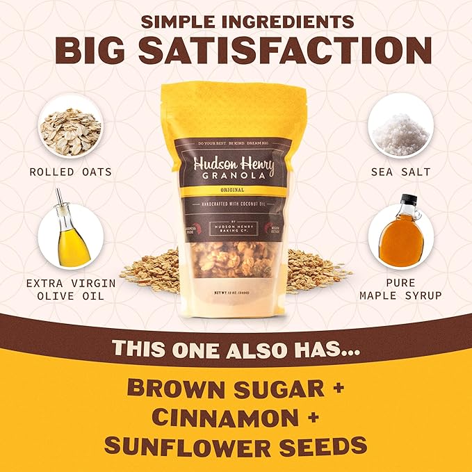 Hudson Henry OG Granola for Yogurt Snacking &amp Cereal | Gluten Free with Nuts and Seeds | Cashew Granola Non-GMO Small Batch Baked | 3 x 12 oz Bags