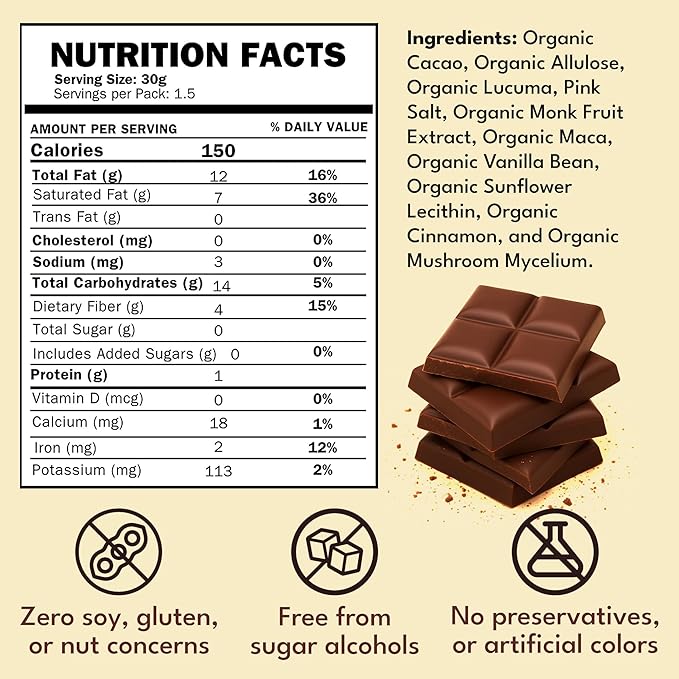 Macalat Original Sugar-Free Sweet Dark Chocolate 70% Peruvian Organic Cacao Bar with Lucuma and Cinnamon Sweetened with Allulose and Monkfruit Chocolate Bar Vegan Non-GMO 1.5 oz 5 Pack