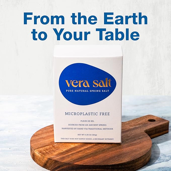 Vera Salt Fleur de Sel Spring Salt – 180g Pack – Hand‑Harvested Crystals from Spain – Naturally Formed with Delicate Crunch and Balanced Salinity – Ideal Finishing Salt - Microplastic-Free