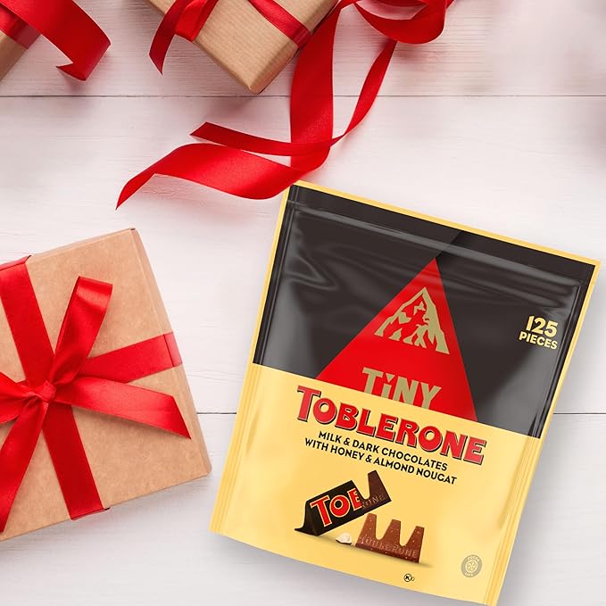 TOBLERONE Tiny Assorted Chocolate Bars Variety Pack (Milk &amp Dark) Bulk Chocolate Halloween Candy 125 Pieces