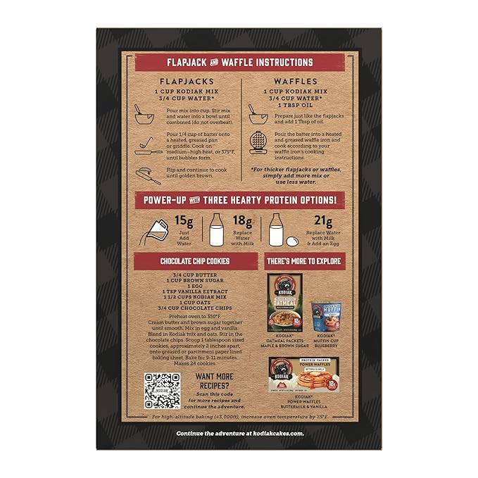 Kodiak Cakes Protein Pancake Power Cakes Flapjack and Waffle Baking Mix Buttermilk 20 Oz (Pack of 6)