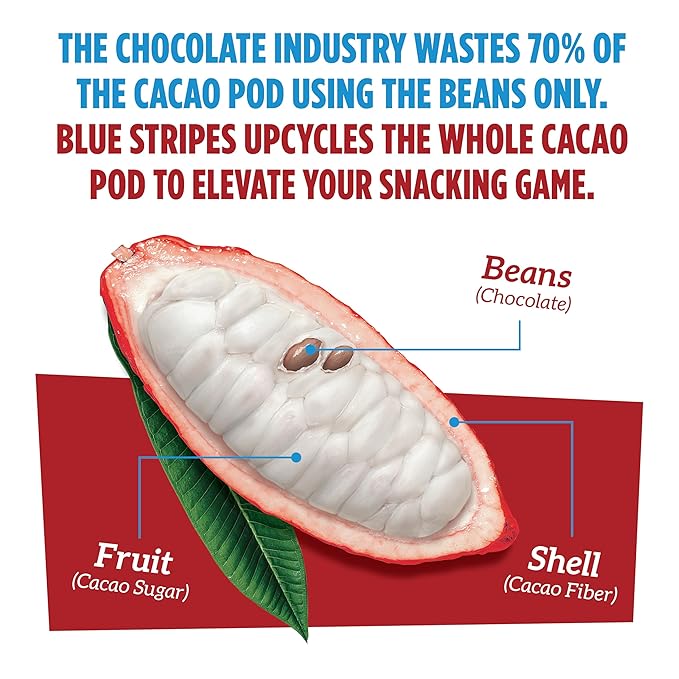 Blue Stripes Whole Cacao Granola - Gluten Free 70% Dark Chocolate Granola for Cereal Oatmeal Yogurt 5g Protein Per Serving Source of Fiber Vegan Low Sugar - Dark Chocolate 7 oz Bag (3 Pack)