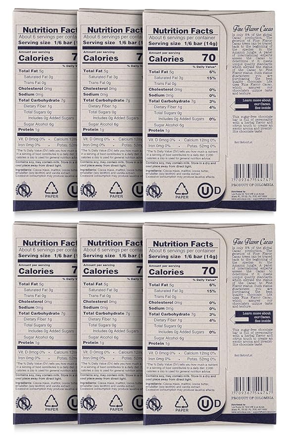 Lok Dark Chocolate Bar 58% Cacao | Sugar-Free Fair Trade Kosher Gluten Free Vegan Bean-to-Bar Lök | 3.0 Ounce 6 Pack