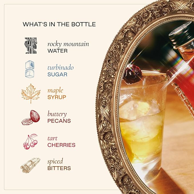 Strongwater Maple Pecan Old Fashioned Craft Cocktail Mixer - Makes 32 Cocktails - Handcrafted Old Fashioned Syrup with Pecan Maple Syrup &amp Cherry - Just Mix with Bourbon or Whiskey